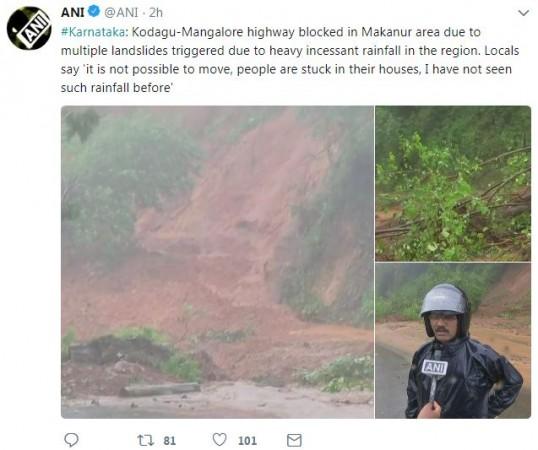 ANI Tweet on Karnataka floods
