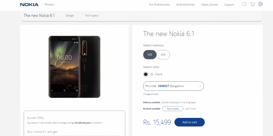 Nokia 6.1 price slashed ahead of Nokia X6 aka Nokia 6.1 Plus in India. Nokia 6.1, Nokia India store, price, slash, Nokia X6