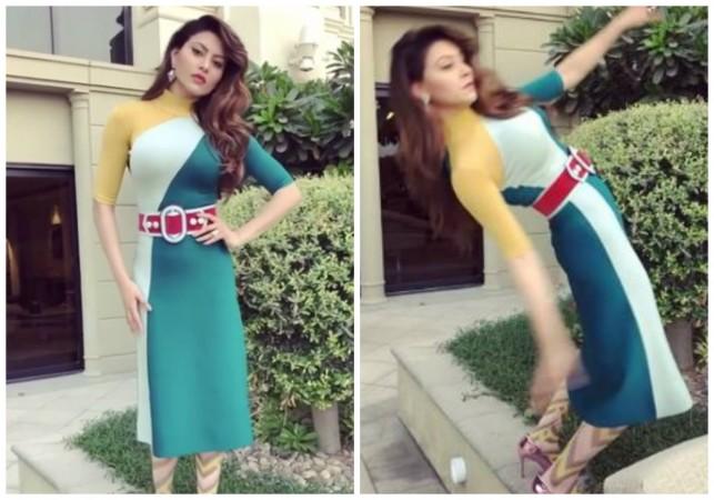 Urvashi Rautela loses balance while posing Urvashi Rautela loses balance while posing