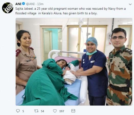 Rescued lady delivers baby in Kerala