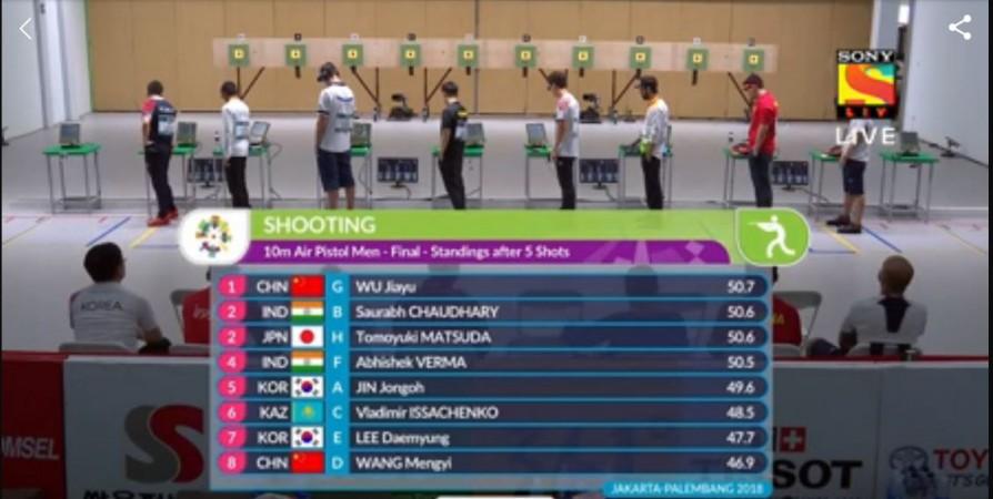 Men's 10m Air Pistol final - Series 1 results Asian Games results