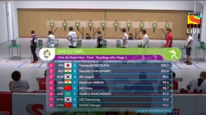 Men's 10m Air Pistol final second series results Asian games results