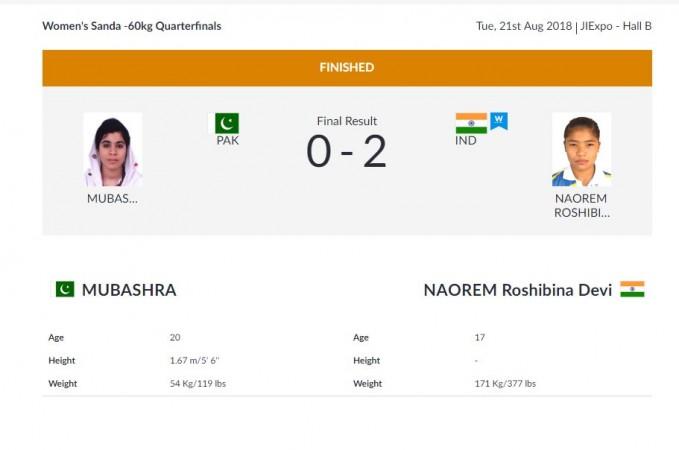 Wushu Women's Sanda -60kg Quarterfinals result. Asian Games 2018