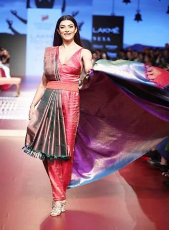 Sushmita Sen in a jumpsuit saree on Day at LFW 2018 Sushmita Sen in a jumpsuit saree on Day at LFW 2018