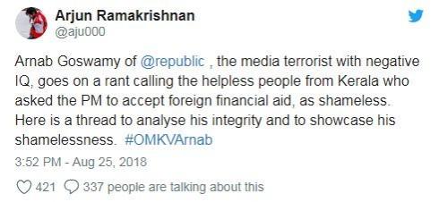 user tweet on arnab 1