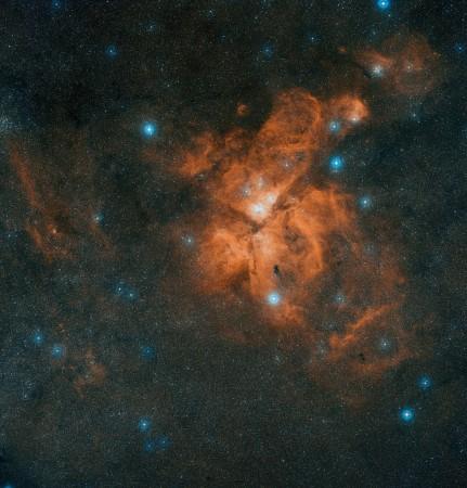 This image is a colour composite made from exposures from the Digitized Sky Survey 2 (DSS2). The field of view is approximately 4.7 x 4.9 degrees Carina Nebula