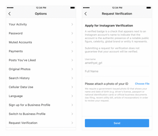 Instagram verification request form Instagram verification request form