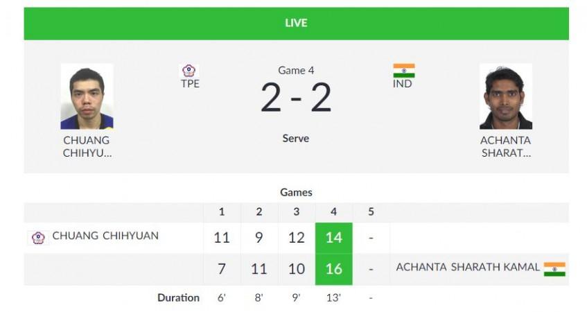 Men's singles Round of 16 - Table Tennis. Sharath Kamal
