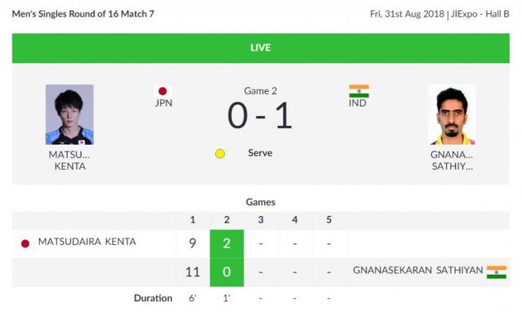 Table Tennis - Men's singles R16. Asian Games 2018