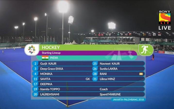 India women starting line-up for hockey final. Asian Games 2018