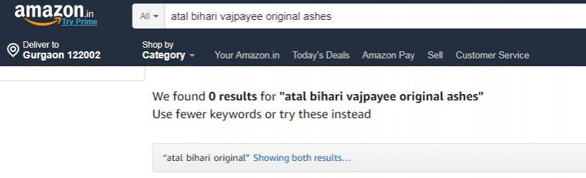 Fake news of Atal Bihari Vajpayee's ashes being sold on amazon going viral
