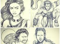 From Deepika Padukone as Draupadi to Salman Khan as Hanumana, various characters of Mahabharata and Ramayana as depicted by an artist.