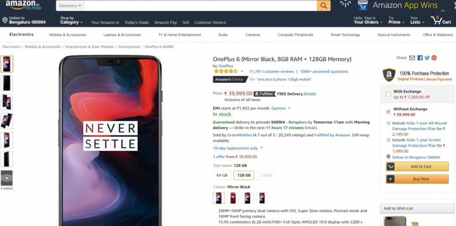 OnePlus 6 discount offer on Amazon India OnePlus 6, discount offer, Amazon, SBI, cash back, exchange deal