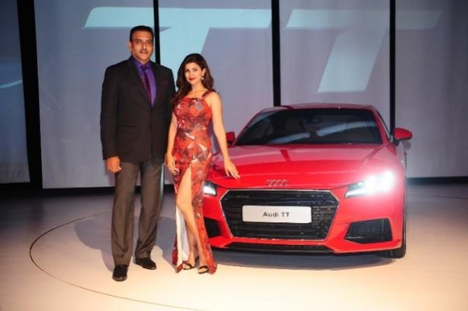 Ravi Shastri and Nimrat Kaur at Audi car launch in Delhi. India cricket coach Ravi Shastri dating Airlift actress Nimrat Kaur?