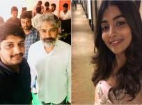 SS Rajamouli and Pooja Hegde at Prabhas 20 launch