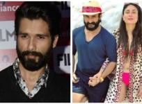 Shahid Kapoor (left), Saif Ali Khan and Kareena Kapoor Khan (right)