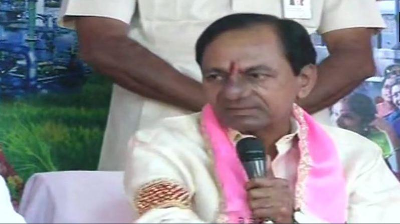 KC Rao addresses the media at Telangana Bhawan. kc rao