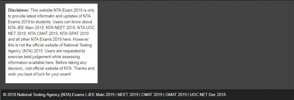 NTA Fake website disclaimer