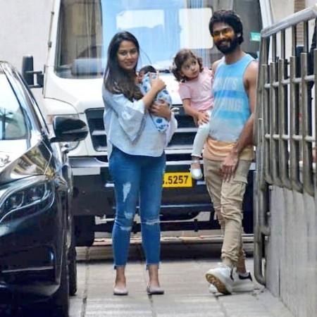 Shahid Kapoor and baby Zain with Mira Rajput and Misha Kapoor. Shahid Kapoor and baby Zain with Mira Rajput and Misha Kapoor.