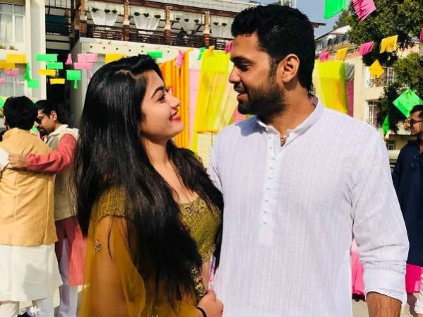 Rashmika Mandanna with Rakshit Shetty. Rashmika Mandanna with Rakshit Shetty