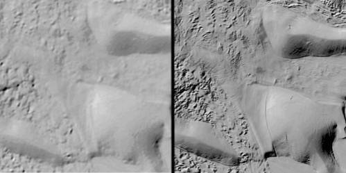 Comparison between prior available surface imaging (left) and REMA (right) shows dramatically improved detail REMA