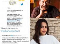Swara Bhasker reports Vivek Agnihotri tweet