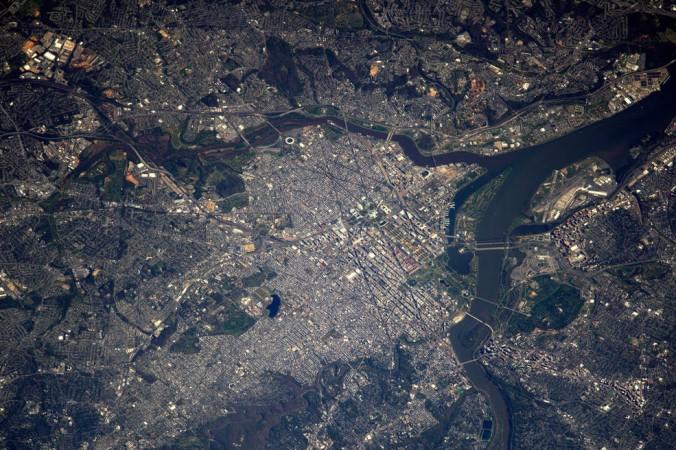 From his vantage point aboard the International Space Station, European Space Agency astronaut Thomas Pesquet photographed the Washington D.C. area on April 11, 2017. The Pentagon can be seen at the center right of the image. 9/11 space photo