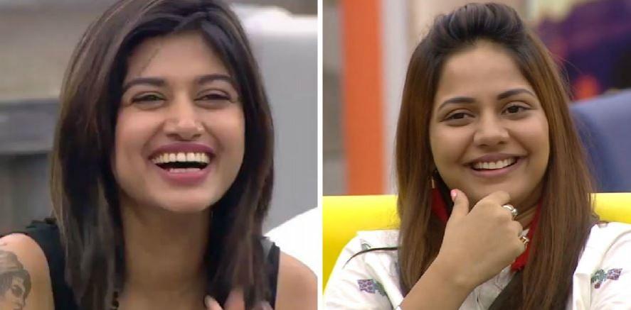 Oviya and Aishwarya Dutta. Oviya and Aishwarya