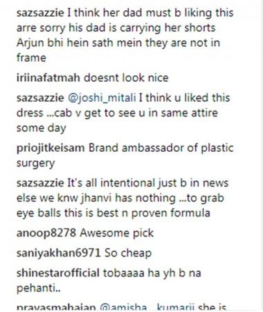 Instagram users throw nasty comments at Janhvi Kapoor Instagram users throw nasty comments at Janhvi Kapoor