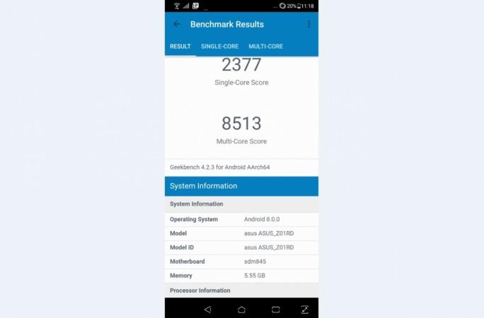Asus, Zenfone 5Z, performance, Android Oreo, Geekbench 4