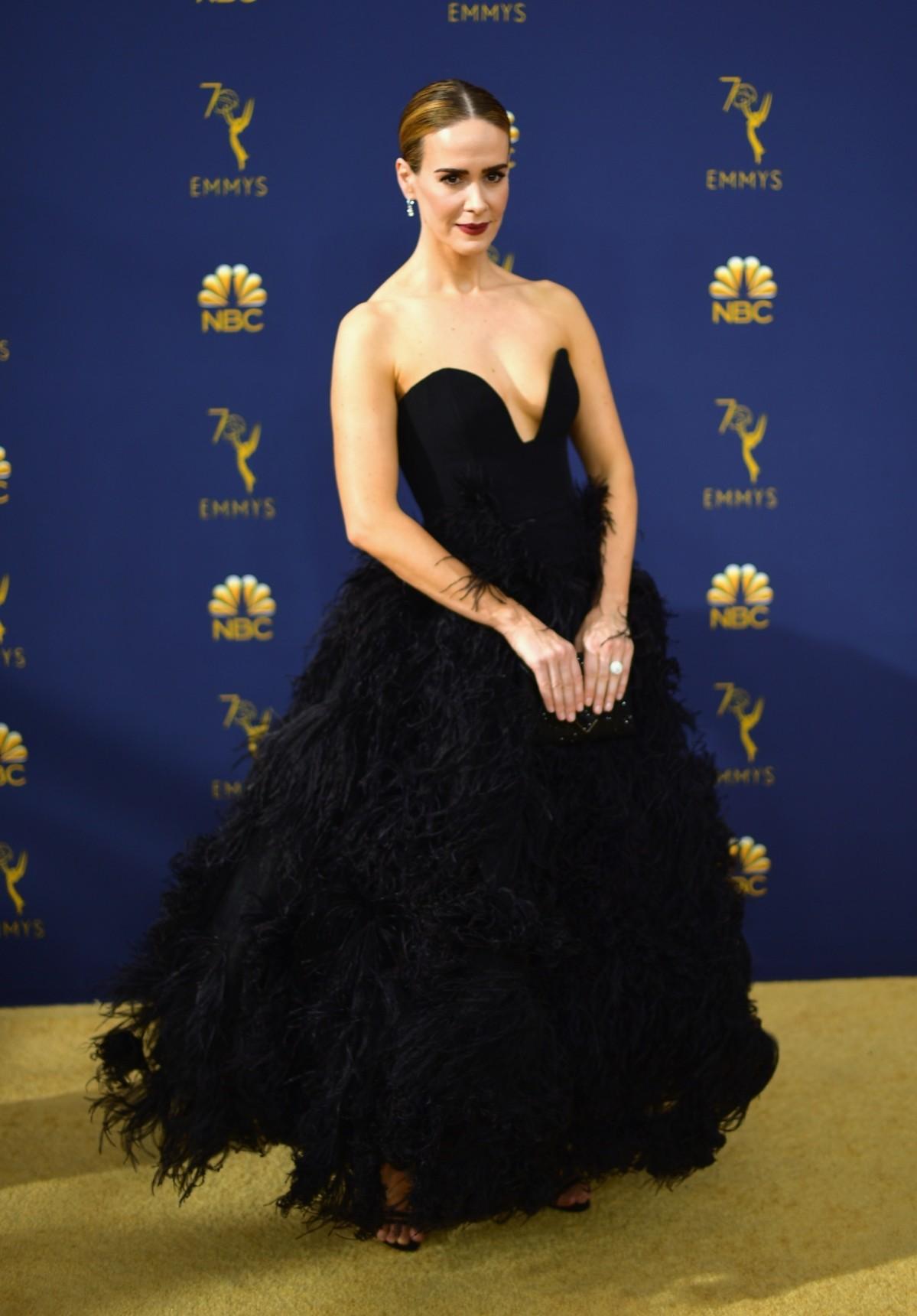 LOS ANGELES, CA - SEPTEMBER 17: Sarah Paulson attends the 70th Emmy Awards at Microsoft Theater on September 17, 2018 in Los Angeles, California Sarah Paulson