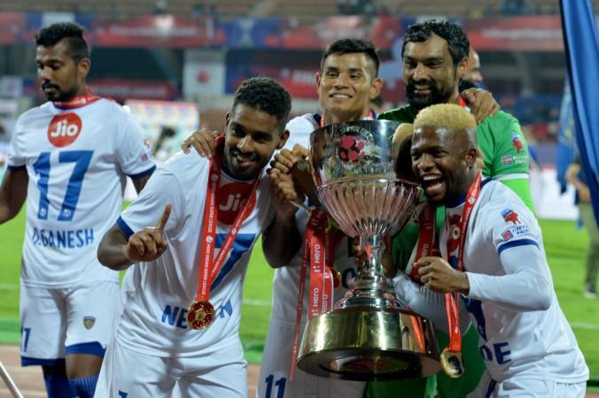 Chennayin FC players celebrate after winning Indian Super League 2017-18 Indian Super League, Chennayin FC