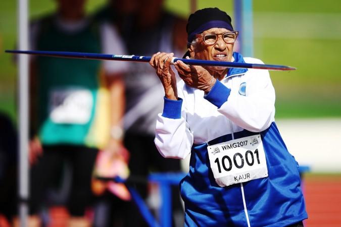 Man Kaur of India competes in the 85-year-olds age group Javelin event in the World Masters Games at Waitakere Stadium on April 27, 2017 in Auckland, New Zealand. man kaur
