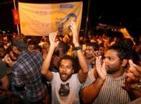 Supporters of Maldivian joint-opposition presidential candidate Mohamed Solih celebrate in Maldives