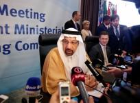 Saudi Arabian Energy Minister Khalid al-Falih talks to reporters at the OPEC meeting