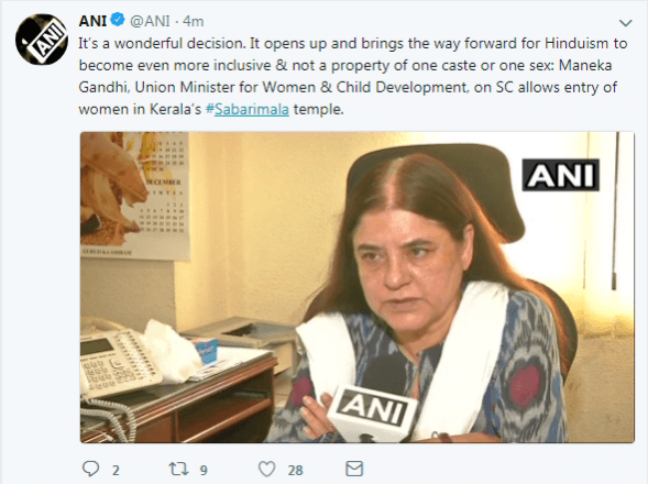 Maneka Gandhi maneka gandhi ANI screenshot