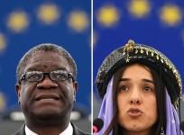 file pictures shows Denis Mukwege (L) and Nadia Murad