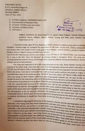 Tanushree Dutta police complaint copy 1