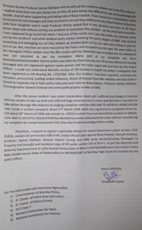 Tanushree Dutta police complaint copy Page 2