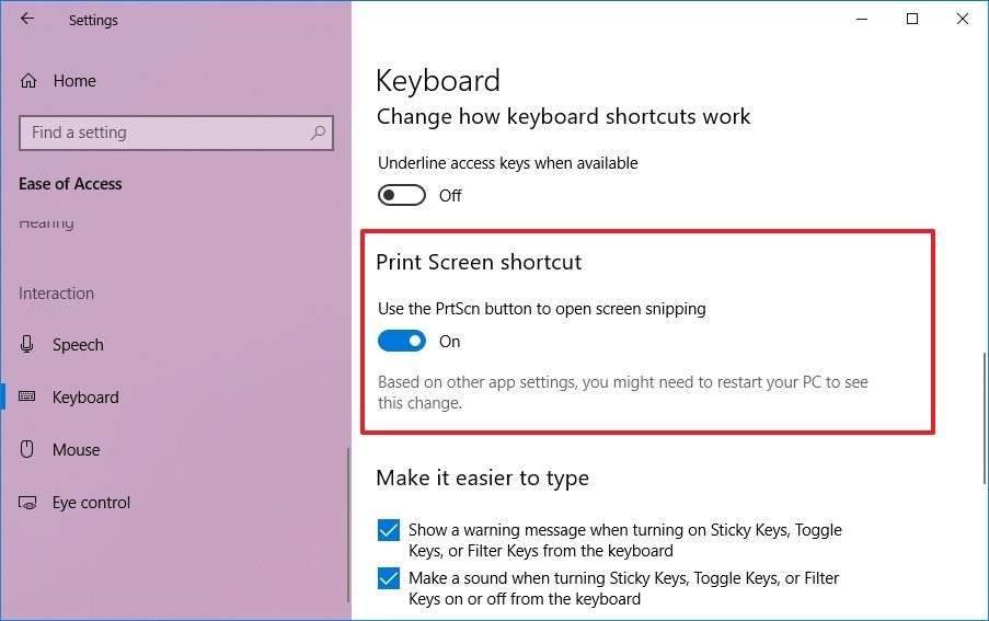 screen snip shortcut in windows 10