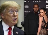 Donald Trump(L) Kanye West and Kim Kardashian