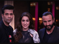 Karan Johar with Sara Ali Khan and Saif Ali Khan