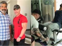 Lloyd Stevens with SS Rajamouli and Jr NTR