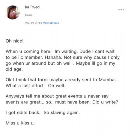 Ira Trivedi's response Ira Trivedi