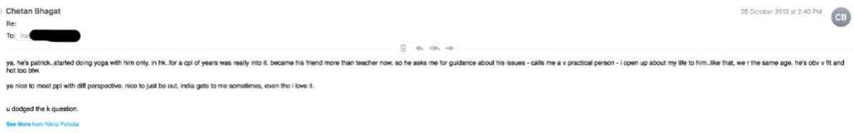 Chetan Bhagat's response Chetan Bhagat's response