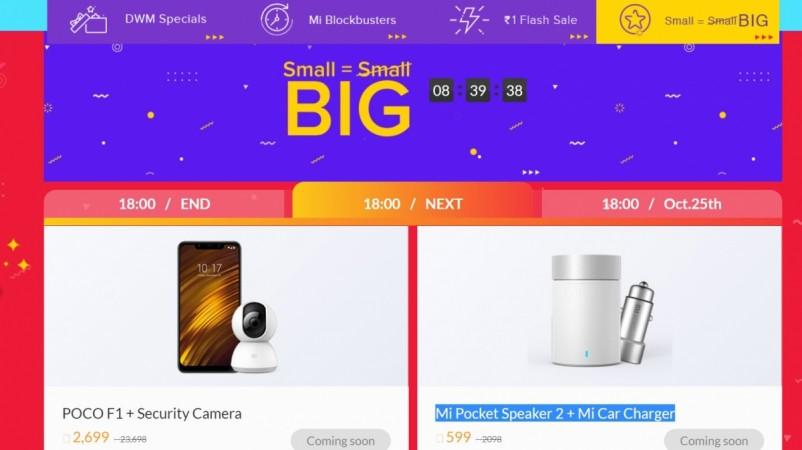 Xiaomi is offering Poco F1 and Mi Home Security Camera 360 for Rs 2,699 during the Diwali with Mi sale. Xiaomi, Poco F1, Mi Home Security Camera 360, Small=Big sale,