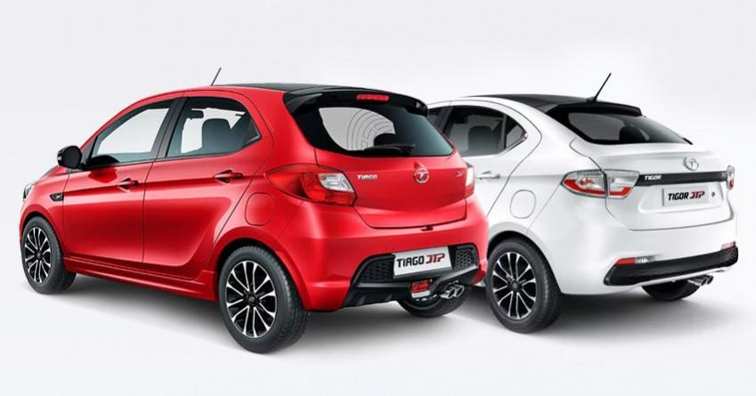 Tata Tiago JTP (red), Tigor JTP (white) Tata Tiago JTP, Tigor JTP