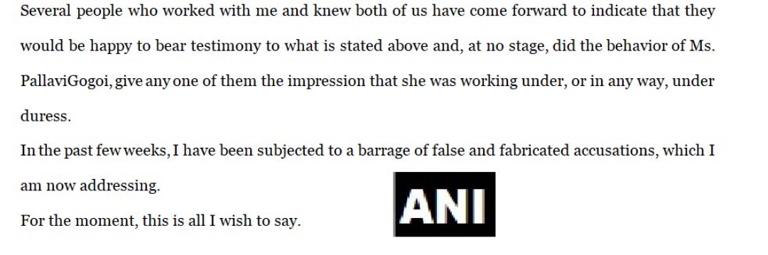 MJ Akbar's statement