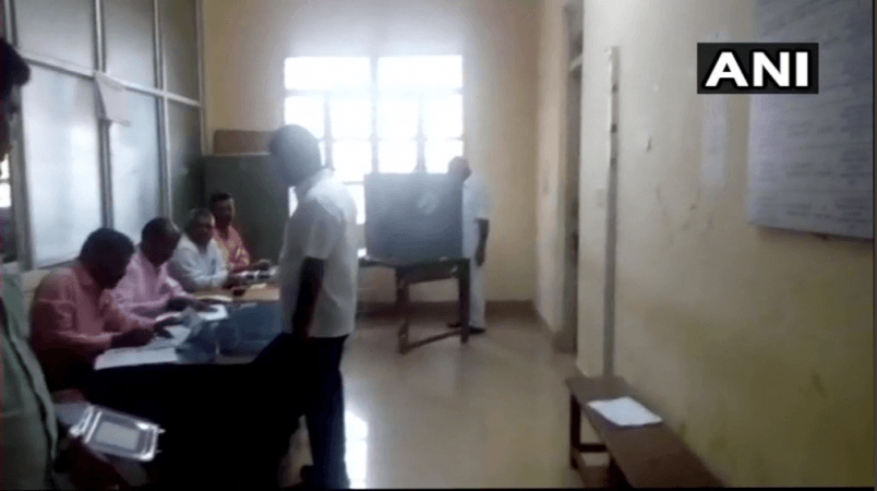 Former Karnataka CM BS Yeddyurappa casts his vote at a polling booth in ward no 132 at Shikaripura in Shimoga. Voting for 3 parliamentary constituencies Bellary, Shimoga, Mandya&2 legislative assembly constituencies Jamkhandi, Ramanagaram began at 7 am today. BS yeddyurappa
