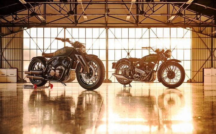 Royal Enfield Concept KX along with the original KX that was launched in 1938 Royal Enfield Concept KX